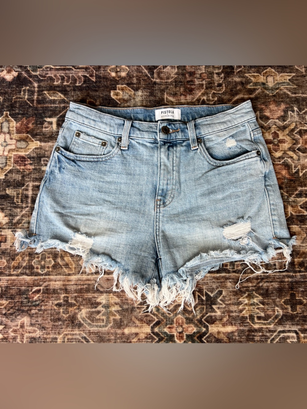 Pistola Denim Shorts 26 Distressed High Rise Cutoff Raw Hem Stretch Jean Shorts